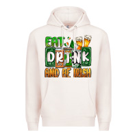 Pale Pink St. Patrick's Eat drink and be Irish Premium Hoodie - OliviaCreatesArt