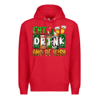 Red St. Patrick's Eat drink and be Irish Premium Hoodie - OliviaCreatesArt