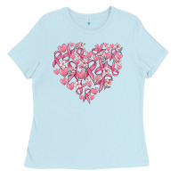 Baby Blue breast cancer awareness heart Ladies Tee - MaliasSmallBusiness