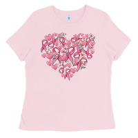 Bubblegum Pink breast cancer awareness heart Ladies Tee - MaliasSmallBusiness