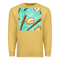 Antique Gold baseball bat with thunders seamless pattern Premium Sweatshirt - BundleAndBundleShop