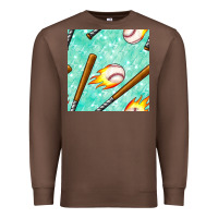Chestnut baseball bat with thunders seamless pattern Premium Sweatshirt - BundleAndBundleShop