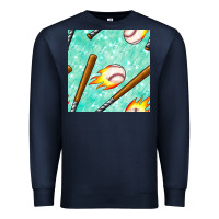 Navy baseball bat with thunders seamless pattern Premium Sweatshirt - BundleAndBundleShop