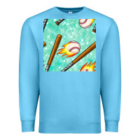 Ocean Blue baseball bat with thunders seamless pattern Premium Sweatshirt - BundleAndBundleShop