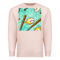 Pale Pink baseball bat with thunders seamless pattern Premium Sweatshirt - BundleAndBundleShop