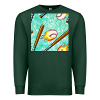 Sports Green baseball bat with thunders seamless pattern Premium Sweatshirt - BundleAndBundleShop