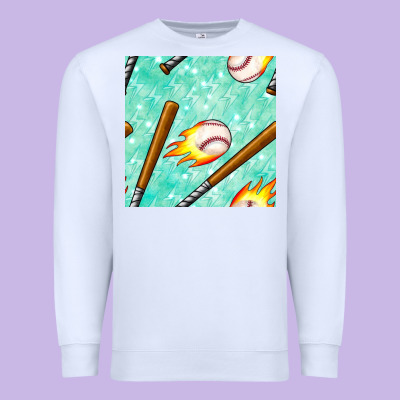 Baseball Bat With Thunders Seamless Pattern Premium Sweatshirt Designed By Bundleandbundleshop