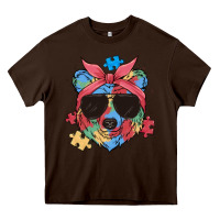 Chocolate Brown autism awareness bear Heavy Core Tee - MaliasSmallBusiness
