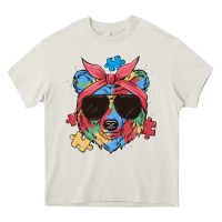 Cream autism awareness bear Heavy Core Tee - MaliasSmallBusiness