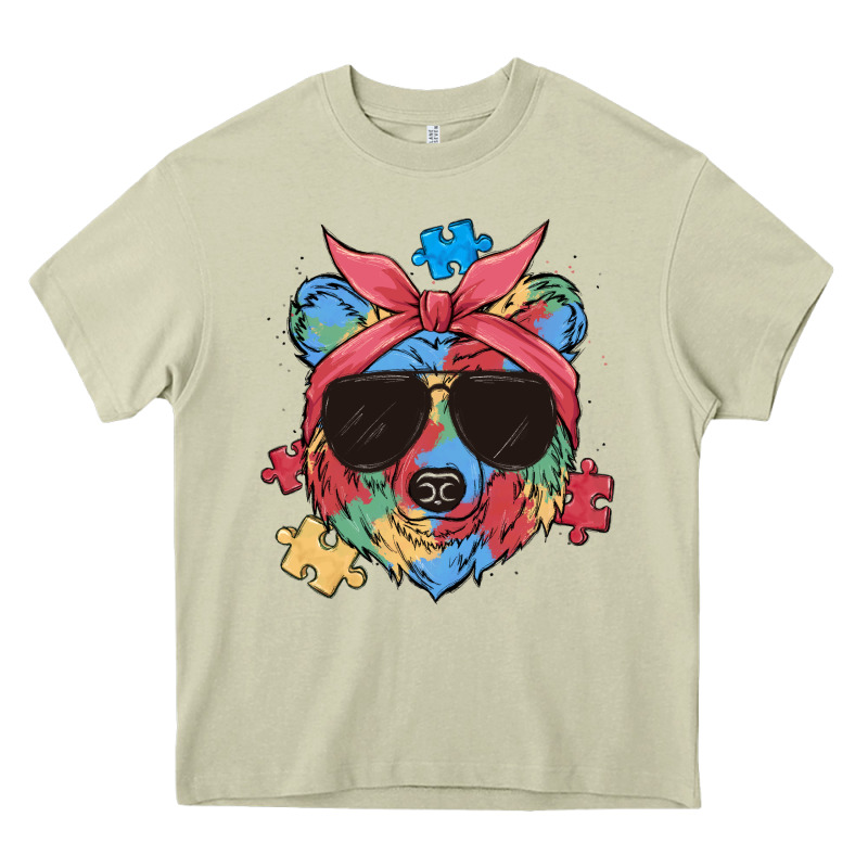 Autism Awareness Bear Heavy Core Tee by MaliasSmallBusiness | Teevron