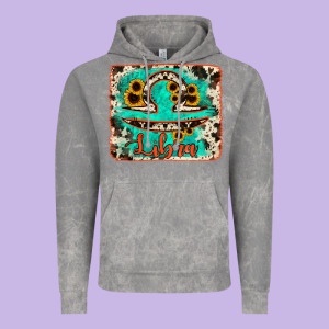 Libra Turquoise Cowhide Vintage Hoodie Designed By Ranaportraitstore