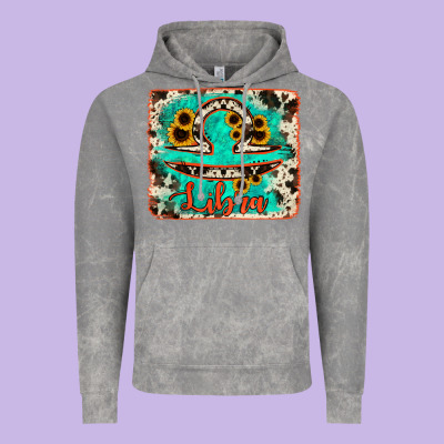 Libra Turquoise Cowhide Vintage Hoodie Designed By Ranaportraitstore