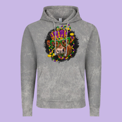 Mardi Gras Red Angus Vintage Hoodie Designed By Lillyallendesigns