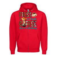 Red first we drink coffee then we do the things Zipper Hoodie - OliviaCreatesArt