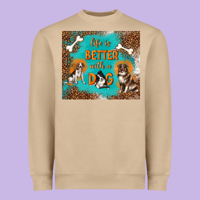 Life Is Better With A Dog Heavyweight Sweatshirt Designed By Tumblerdesignbyshophia