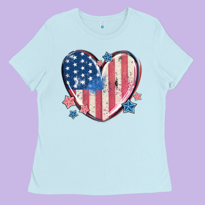 Usa Heart Ladies Tee Designed By Maliassmallbusiness