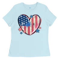Baby Blue usa heart Ladies Tee - MaliasSmallBusiness