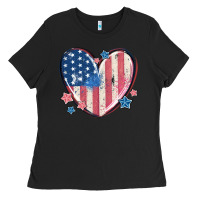 Black usa heart Ladies Tee - MaliasSmallBusiness