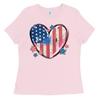 Bubblegum Pink usa heart Ladies Tee - MaliasSmallBusiness