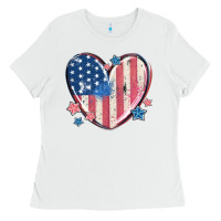 White usa heart Ladies Tee - MaliasSmallBusiness