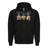 Black mardi gras gnomes Zipper Hoodie - OliviaCreatesArt