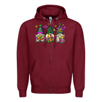 Burgundy mardi gras gnomes Zipper Hoodie - OliviaCreatesArt