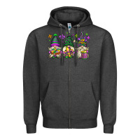 Charcoal Heather mardi gras gnomes Zipper Hoodie - OliviaCreatesArt