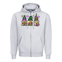 Heather Grey mardi gras gnomes Zipper Hoodie - OliviaCreatesArt