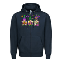 Navy mardi gras gnomes Zipper Hoodie - OliviaCreatesArt