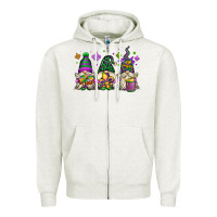 Oatmeal Heather mardi gras gnomes Zipper Hoodie - OliviaCreatesArt