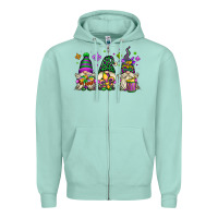 Seafoam mardi gras gnomes Zipper Hoodie - OliviaCreatesArt