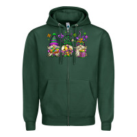 Sports Green mardi gras gnomes Zipper Hoodie - OliviaCreatesArt