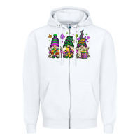 White mardi gras gnomes Zipper Hoodie - OliviaCreatesArt