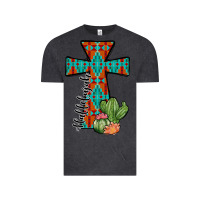 Vintage Black aztec cactus cross Vintage Tee - JahusDesignShop