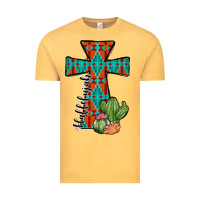 Vintage Mustard aztec cactus cross Vintage Tee - JahusDesignShop
