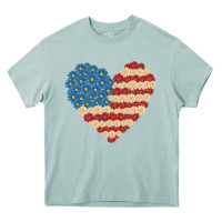 Arona american heart flag Heavy Core Tee - MaliasSmallBusiness