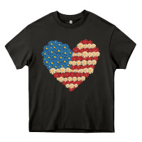 Asphalt american heart flag Heavy Core Tee - MaliasSmallBusiness