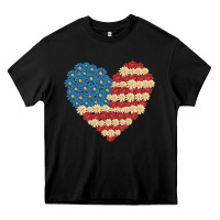 Black american heart flag Heavy Core Tee - MaliasSmallBusiness
