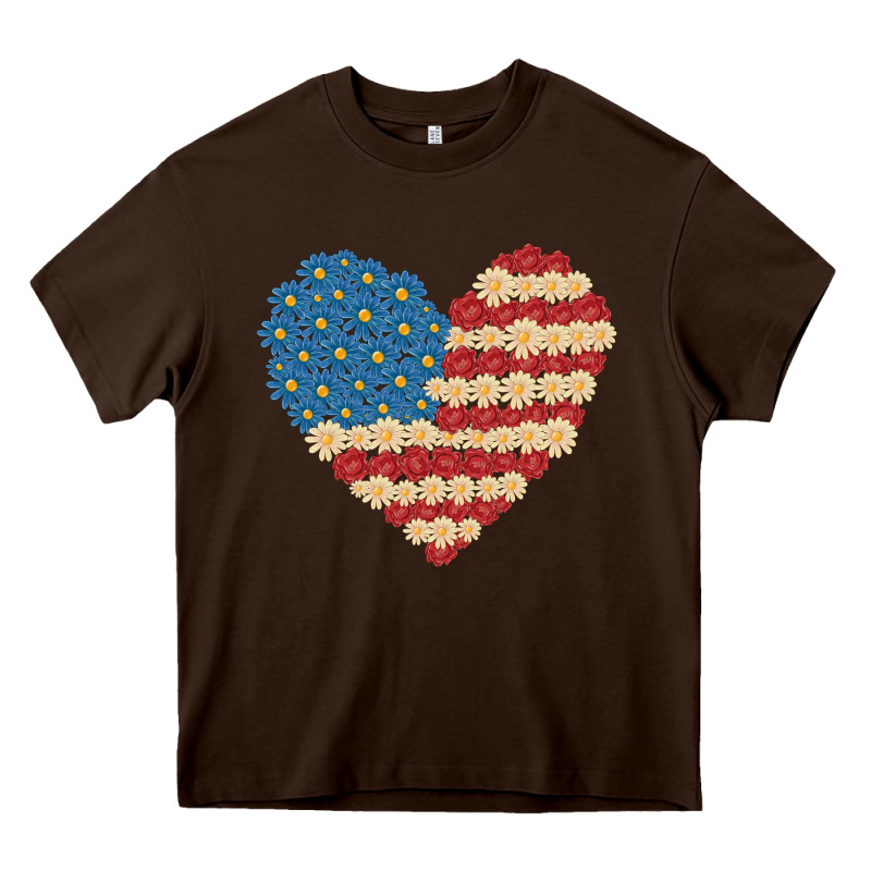 American Heart Flag Heavy Core Tee by MaliasSmallBusiness | Teevron