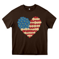 Chocolate Brown american heart flag Heavy Core Tee - MaliasSmallBusiness