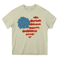 Mossy american heart flag Heavy Core Tee - MaliasSmallBusiness