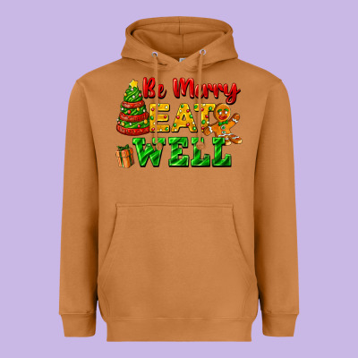 Be Merry Eat Well Heavyweight Hoodie Designed By Fadigitalartstudio