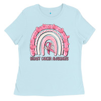 Baby Blue breast cancer  awareness rainbow Ladies Tee - MaliasSmallBusiness