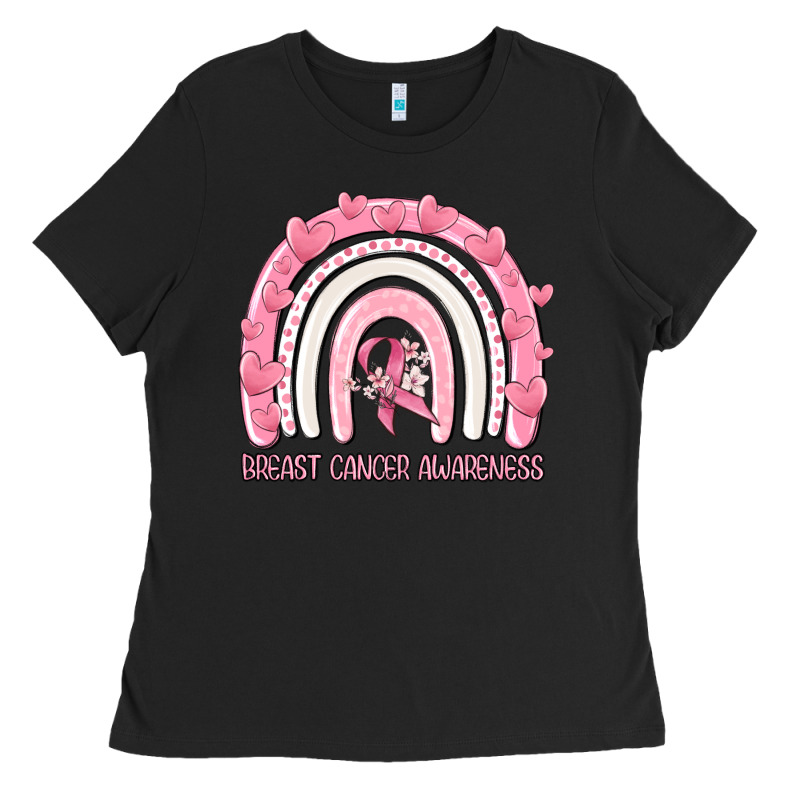 Breast Cancer  Awareness Rainbow Ladies Tee by MaliasSmallBusiness | Teevron