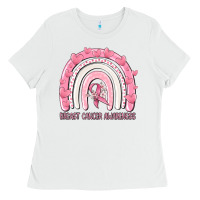 White breast cancer  awareness rainbow Ladies Tee - MaliasSmallBusiness