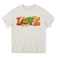 Cream love with hamburger Heavy Core Tee - AdoDesignShop