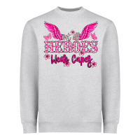 Heather Grey Not all heroes wear capes Cancer Awareness Heavyweight Sweatshirt - HowdyJamesFarm