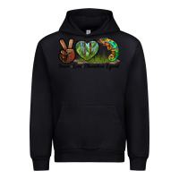 Black Peace Love Chameleon Lizard Urban Hoodie - LillyAllenDesigns