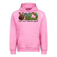 Fuchsia Pink Peace Love Chameleon Lizard Urban Hoodie - LillyAllenDesigns