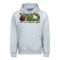 Heather Grey Peace Love Chameleon Lizard Urban Hoodie - LillyAllenDesigns